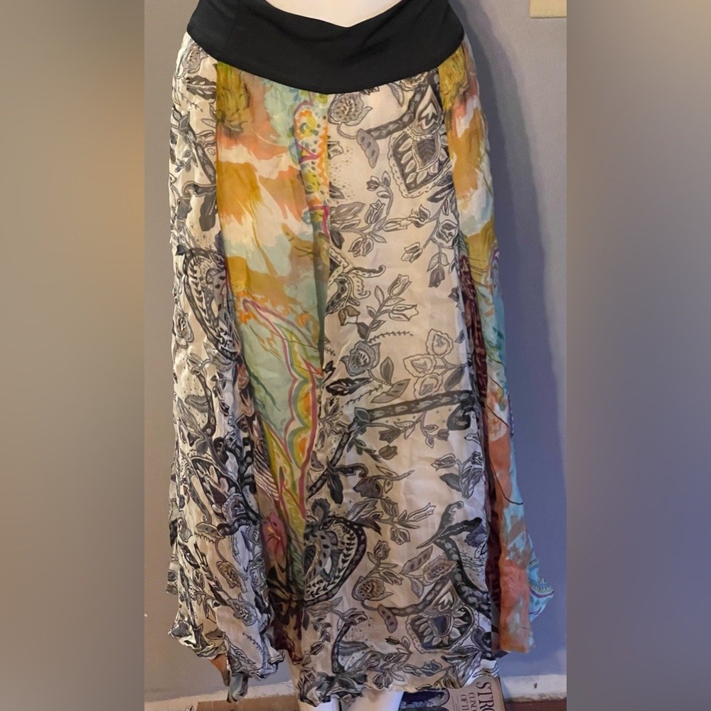 Soft Surroundings A-Line Boho Midi Skirt Size PM